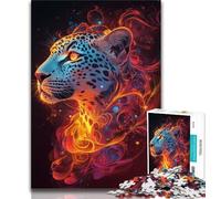 Rompecabezas de Leopardo en Llamas para Adultos y Adolescentes, 1000 Piezas Ejercita el Cerebro Juguetes adictivos para Cultivar la Paciencia y la interacción Entre Padres e Hijos (38x26cm)