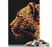 Rompecabezas de Leopardo Naranja con imágenes Personalizables. 100% cartón Reciclado Adultos y Adolescentes. 1000 Piezas (75 x 50 cm).
