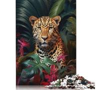 Rompecabezas de Leopardo Tropical Premium, 100% Reciclado, Rectangular, para Mujeres y Hombres, 1000 Piezas (26 x 38 cm)