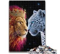Rompecabezas de Leopardo y león para Adultos y Adolescentes, Ideal para armar en casa, Regalo de cumpleaños o de Viaje (38x26cm)