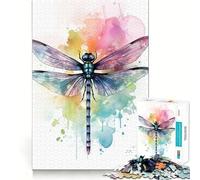 Rompecabezas de libélula en Acuarela de 1000 Piezas para Adolescentes Diversión tamaño Uniforme Piezas precisas Actividad Relajante para Grupos en Interiores (50x75cm)