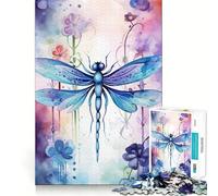 Rompecabezas de libélula en Acuarela Juego de Memoria de 1000 Piezas manualidad de Corte de Alta precisión desafío Cerebral Interactivo para el hogar (38x52cm)