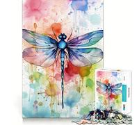 Rompecabezas de libélula en Acuarela para Adultos 1000 Piezas Juego de Memoria Ajuste Firme Montaje Seguro Juego de construcción de Conexiones significativas (38x26cm)