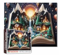 Rompecabezas de libro mágico de 1000 piezas para adultos, montaña y casa de madera, rompecabezas de cascada, relajación, entretenimiento, actividad, decoración de pared, regalo, imposible, difícil