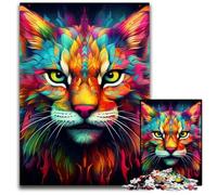 Rompecabezas de Lince Colorido de 1000 Piezas para Adultos, Juego Decorativo de Bricolaje Que desafía el Cerebro, Juguete Interactivo Familiar de 50x75cm/19,68x29,52 Pulgadas