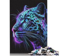 Rompecabezas de línea Azul de Leopardo, Divertido Rompecabezas de cartón Premium para Adultos y Adolescentes, 1000 Piezas (75 x 50 cm)