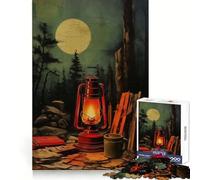 Rompecabezas de Linterna de Camping Vintage de 1000 Piezas para Adultos para Mentes ágiles Fácil de Disfrutar Ajuste Firme Regalo Festivo (38x26cm)