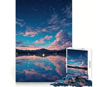 Rompecabezas de linternas nocturnas sobre el Agua para Adolescentes, 1000 Piezas, Juguete de lógica Resistente, Tranquilo, con Bordes definidos, Regalo Elegante (38x52cm)