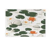 Rompecabezas de lirio de agua de manantial para adultos de 300 piezas, rompecabezas de madera de hojas de loto de estanque, bonita decoración impresa floral para entretenimiento creativo