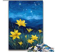 Rompecabezas de Lirios Amarillos en el Cielo Nocturno para Adolescentes, Juguetes educativos, Juegos Familiares, Ideal para Decorar el Escritorio (70x100cm)