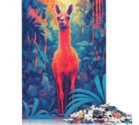 Rompecabezas de Llama en la Jungla, Juego de Bricolaje, Rompecabezas Rectangular de Papel para Regalo de cumpleaños de niño o niña, 1000 Piezas (26 x 38 cm)