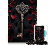 Rompecabezas de Llave con Forma de corazón ornamentado de 1000 Piezas para Adolescentes Juguete cognitivo Pasatiempo Relajante Borde Premium Lista de Deseos de Papá Noel (38x26cm)