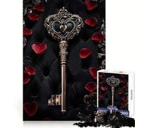 Rompecabezas de Llave con Forma de corazón ornamentado de 1000 Piezas para Adolescentes Juguete cognitivo Pasatiempo Relajante Borde Premium Lista de Deseos de Papá Noel (50x75cm)