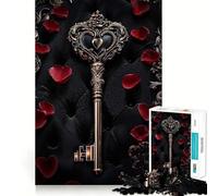 Rompecabezas de Llave con Forma de corazón ornamentado de 1000 Piezas para Adolescentes Juguete cognitivo Pasatiempo Relajante Borde Premium Lista de Deseos de Papá Noel (50x75cm)