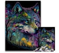 Rompecabezas de Lobo a Color de 1000 Piezas para Adultos, Día de la Madre, cumpleaños y Navidad, 26x38cm/10,23x14,96 Pulgadas.