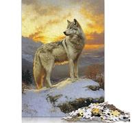 Rompecabezas de Lobo al Atardecer para Adultos, 1000 Piezas, 75 x 50 cm