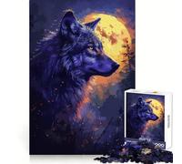 Rompecabezas de Lobo al Atardecer para Adultos, 1000 Piezas, Creativo, para aliviar el estrés, Divertido, con Bordes precisos, Ideal para una Navidad inolvidable (38x26cm)