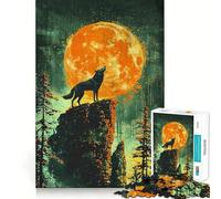 Rompecabezas de Lobo Aullando a la Luna,1000 Piezas para Adultos,Juego para Mejorar la Memoria,Calidad Profesional,Actividad de Corte conmovedora para Compartir (50x75cm)