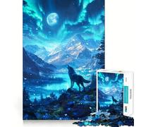 Rompecabezas de Lobo Aullando bajo la Luna,1000 Piezas para Adultos,Juego para estimular la Memoria,Calidad Profesional,Actividad de recolección conmovedora (38x52cm)