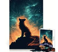 Rompecabezas de Lobo Aullando bajo un Cielo de Fuego cósmico para Adolescentes, 1000 Piezas, agudeza Mental, Calma, Ocio, Ajuste preciso, (38x52cm)