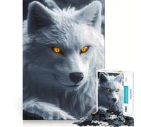 Rompecabezas de Lobo Blanco con Ojos Brillantes 1000 Piezas Juego de concentración Mental diseño Ajustado sin Huecos desafío Cerebral Interactivo para el hogar (38x52cm)