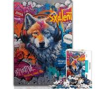 Rompecabezas de Lobo con Auriculares para Adolescentes 1000 Piezas Ideal para Jugar en Familia cumpleaños Arte de Pared 75x50cm