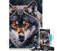 Rompecabezas de Lobo con Ojos de Fuego,1000 Piezas,Entrenamiento Mental,Piezas sin Rebabas,Corte Limpio,Actividad Absorbente para Noches tranquilas (50x75cm)