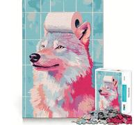 Rompecabezas de Lobo con Papel higiénico en la Cabeza 1000 Piezas Diversión para ejercitar la Memoria Bordes Lisos Encaje Forma Divertida de llenar Las Horas Libres (50x75cm)