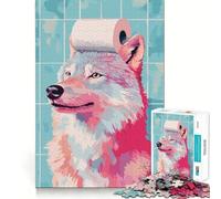 Rompecabezas de Lobo con Papel higiénico en la Cabeza para Adolescentes 1000 Piezas Divertido Juego de Memoria Superficie Lisa sin Rebabas Regalo de cumpleaños Juguete para ejercitar la Mente