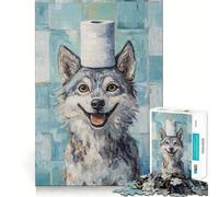 Rompecabezas de Lobo con Sombrero de Papel higiénico para Adolescentes 1000 Piezas Divertido y Estimulante componentes Resistentes y de Corte Limpio Actividad para Compartir en Familia (38x52cm)