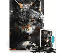 Rompecabezas de Lobo de 1000 Piezas para Adultos Juego Divertido y Seguro Montaje Firme Actividad Nocturna para Toda la Familia (38x52cm)