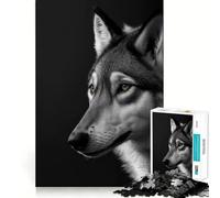 Rompecabezas de Lobo en Blanco y Negro de 1000 Piezas Juego Mental Divertido con Piezas de Ajuste preciso Actividad Relajante para Grupos en Interiores (50x75cm)