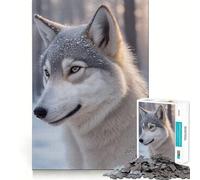Rompecabezas de Lobo en el Bosque nevado para Adolescentes 1000 Piezas Juego de diversión Mental Conexión Limpia y fluida Forma Atractiva de Pasar el Tiempo Libre (38x26cm)