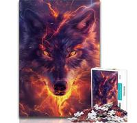 Rompecabezas de Lobo en Llamas para Adolescentes, 1000 Piezas, un Juego desafiante y Familiar con Piezas Completamente entrelazadas de Formas aleatorias, 38x26cm