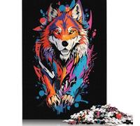 Rompecabezas de Lobo Estilo Grafiti con imágenes Personalizables. 100% cartón Reciclado. Ideal para niños y Adultos a Partir de 12 años 1000 Piezas (26 x 38 cm).