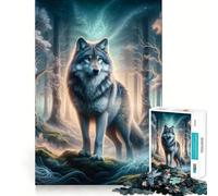 Rompecabezas de Lobo Misterioso del Bosque de 1000 Piezas para Adolescentes Que mejoran la Memoria, sin estrés, con Bordes Ajustados, decoración de Pared (38x52cm)