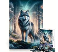 Rompecabezas de Lobo Misterioso del Bosque de 1000 Piezas para Adolescentes Que mejoran la Memoria, sin estrés, con Bordes Ajustados, decoración de Pared (38x52cm)
