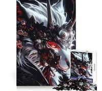 Rompecabezas de Lobo ornamentado con Ojos Rojos para Adolescentes, 1000 Piezas, Juego Inteligente, Tiempo en Familia, patrón de ensamblaje, selección de Deseos de Papá Noel (38x26cm)