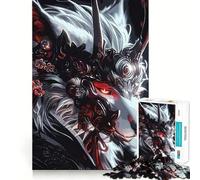 Rompecabezas de Lobo ornamentado con Ojos Rojos para Adolescentes, 1000 Piezas, Juego Inteligente, Tiempo en Familia, patrón de ensamblaje, selección de Deseos de Papá Noel (38x26cm)