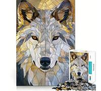 Rompecabezas de Lobo Salvaje Dorado para Adultos,1000 Piezas,Juego para estimular la Mente,Piezas de Ajuste preciso y sin Costuras,Actividad Relajante para Grupos en Interiores (38x26cm)