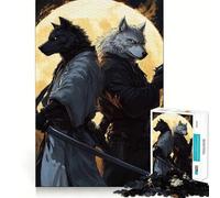 Rompecabezas de Lobo Samurái y Pistolero,1000 Piezas,Juego Que estimula el Cerebro,Ajuste Espacios,Entretenimiento Acogedor para Interiores para Todos (50x75cm)