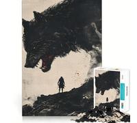 Rompecabezas de Lobo y Hombre para Adultos,1000 Piezas,Estimulación Mental,Juego,Corte Preciso,Alineación, Actividad para Fortalecer los Estrechos de Parejas (50x75cm)