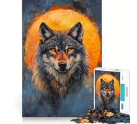 Rompecabezas de Lobo y Luna Llena de 1000 Piezas Diversión para ejercitar la Mente Piezas sin Rebabas y de Corte Limpio Actividad Absorbente para Noches tranquilas (38x26cm)