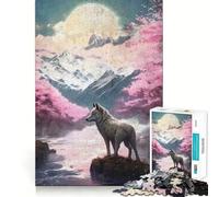 Rompecabezas de Lobo y Luna Llena de 1000 Piezas Diversión para ejercitar la Mente Piezas sin Rebabas y de Corte Limpio Actividad Absorbente para Noches tranquilas (38x52cm)