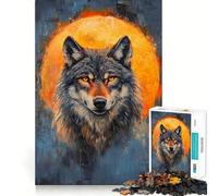 Rompecabezas de Lobo y Luna Llena de 1000 Piezas para Adultos Divertido Juego de Memoria Artesanía de Corte experta Actividad Relajante para Grupos en Interiores (50x75cm)