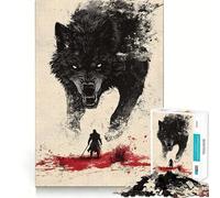 Rompecabezas de Lobo y Samurái de 1000 Piezas Juego Mental Divertido Diseño de Ajuste Huecos reuniones Familiares (50x75cm)