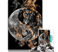 Rompecabezas de Lobo Yin Yang para Adultos, 1000 Piezas, Ayuda a ejercitar el Cerebro, Juguetes adictivos para Cultivar la Paciencia, interacción Entre Padres e Hijos, 38x26cm