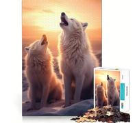 Rompecabezas de Lobos Blancos Aullando para Adultos 1000 Piezas Juego Think Boost Estructura de Encaje precisa fácil de Aprender diversión para Toda la Familia (50x75cm)