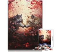 Rompecabezas de Lobos Enamorados para Adultos, 1000 Piezas, Actividad educativa, Ocasiones Festivas, tamaño 38x26cm