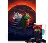 Rompecabezas de Lobos y Eclipse,1000 Piezas,Juego de Habilidad Mental,Corte láser, Tiempo Tranquilo,Ejercicio Mental en casa (38x52cm)